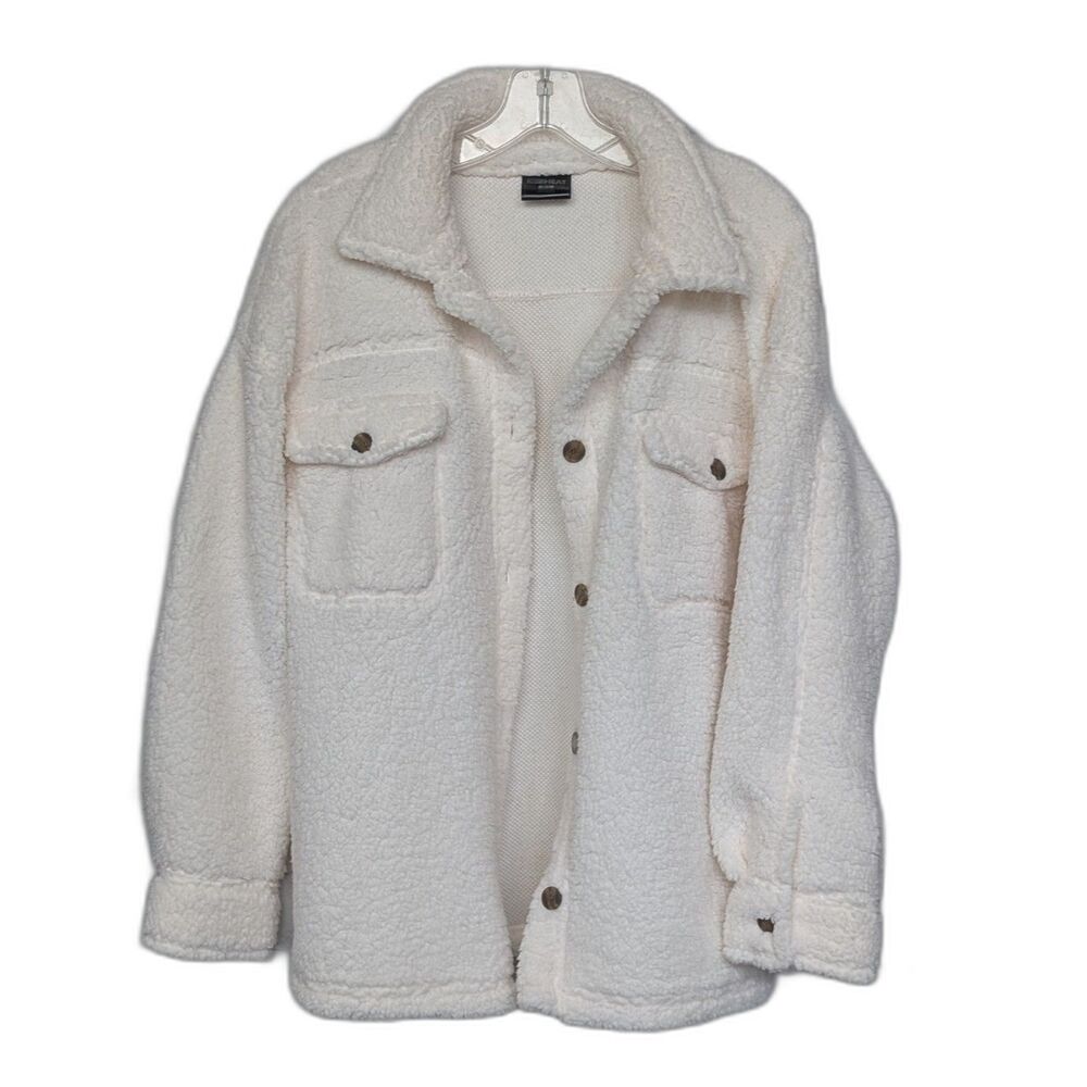 32 Degrees Heat Cozy Sherpa Fleece Shacket Cream M/L - Picture 2 of 5